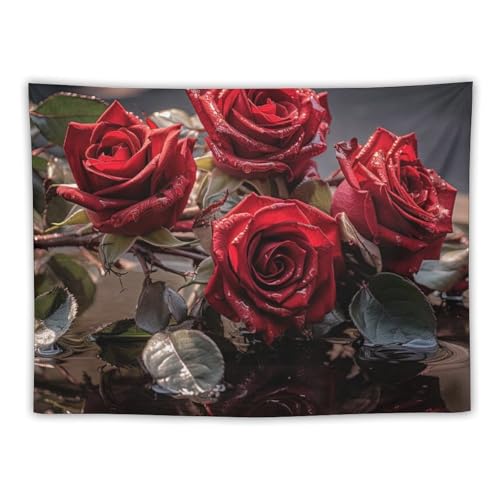 DELIBEST Arazzo da parete con petali di rose, decorazione da parete ibrida con rose tea rose, decorazione da parete per camera da letto, soggiorno, dormitorio, 76,2 x 101,6 cm