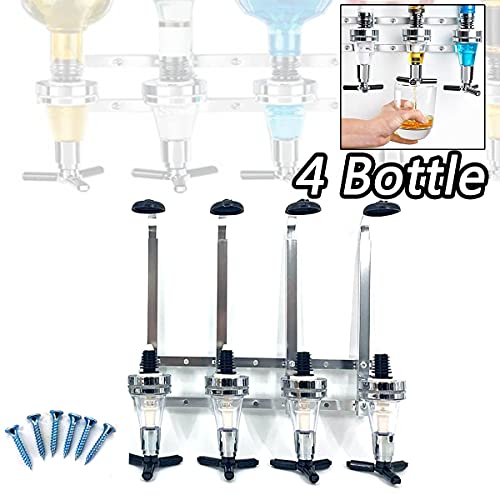 Ecutee 4-Bottle Liquor Dispenser Wall Mounted Metal Wine Dispenser Home And Commercial Bar Butler Drinking Pourer Home Bar Tools For Beer, Soda, Coke And Fizzy #TOP5