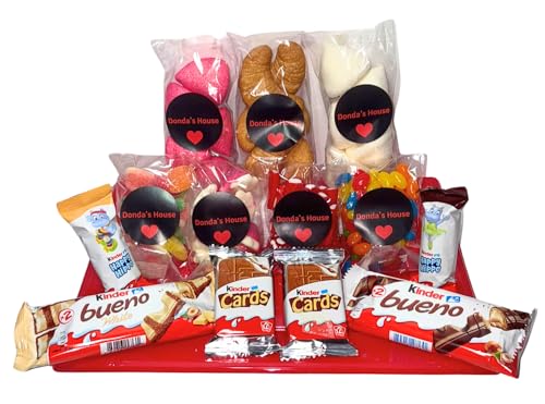 Donda's House® Tarta kinder. Caja de Chuches. Pack chuches Cumpleaños. Chuches, Caramelos y Golosinas. Chuches Para Regalo aniversario. Kinder bueno, Happy Hyppo. Regalo Ideal Cumpleaños.