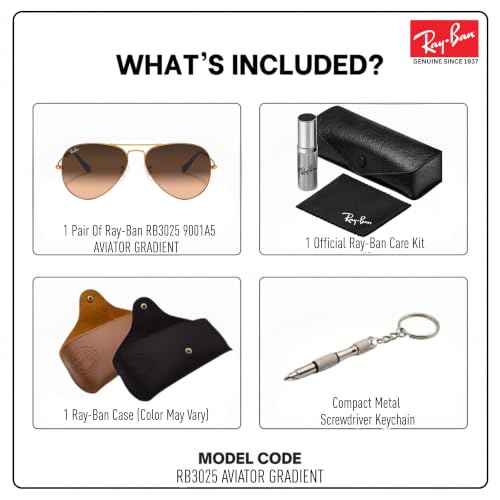 Image of Ray-Ban RB3025 AVIATOR GRADIENT Sunglasses with Official Eyewear Kit
