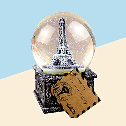 PIXNOR Torre Eiffel Globo de Neve Música Retro Caixa de Cristal Com Decoração de Ornamento de Estatu