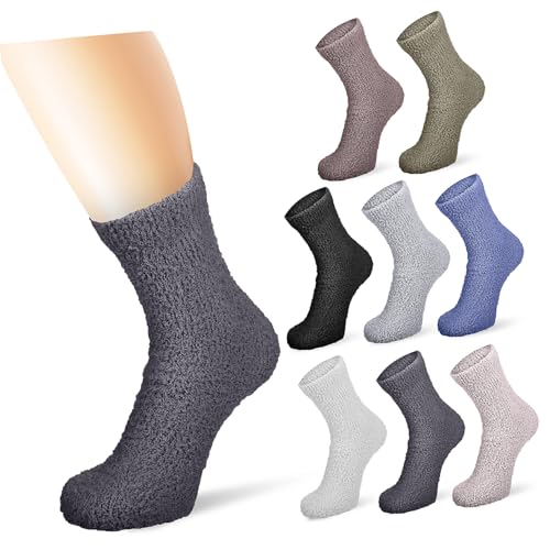 8 pares de calcetines de invierno gruesos y suaves con peluda antideslizante para interior