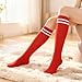 Utensilsto 6 Paar Kniestrümpfe Damen, Socken Gestreifte Halterlose Strümpfe Sportsocken Lange Socken Kompressionsstrümpfe Cosplay Streifen Strumpf