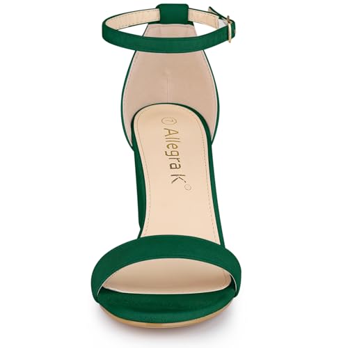 Allegra K Allegra K Women's Buckle Ankle Strap High Chunky Heels Green Sandals 8.5 m US