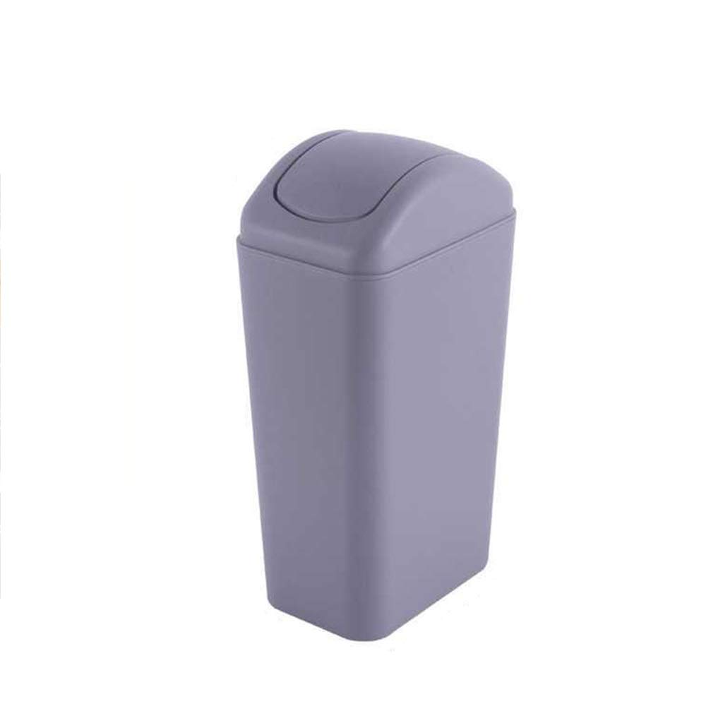 Portable Swing Lid Type Trash Can Plastic Large Sealed Narrow Pressure Ring Waste Paper Basket Suitable for Household Kitchen Can Recycler (Color : Khaki Size : 8L) (Black 12L)