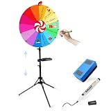 Hanured 61 cm drehendes Preisrad, 14 Farben, drehbares Kritzelspiel mit löschbarem,verstellbar von 94 cm - 165 cm,verstaubares Glücksrad mit Ablage,für Partys, Kneipen, Messen & Jahrmärkte