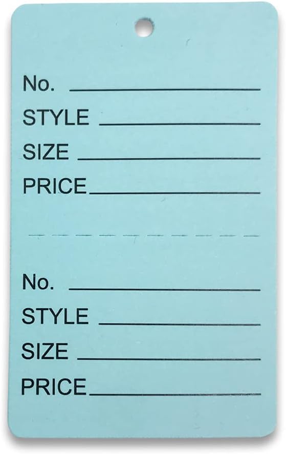 1000 Qty Unstrung Colored Price/Receipt Tags w/Easy-Tear Stub (1 3/4 x 2 7/8 (44x73mm), Light Blue)