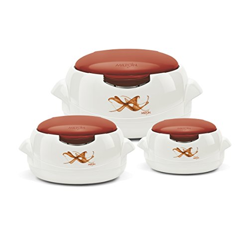 Image of MILTON Microwow One Touch Casserole Jr Set, 500 Ml, 3-Pieces, Red