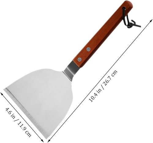 Miniatura 9 de Mango de madera Filete de cocina Espátula de acero inoxidable Turner Grill Herramienta de corte