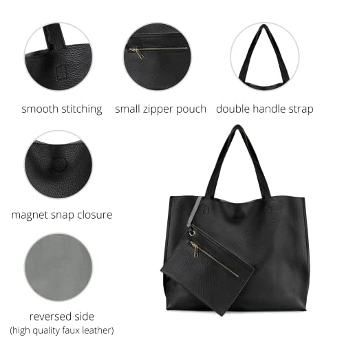 Scarleton Leather Tote Bag For Women, Womens Purses And Handbags, Reversible Tote Bags For Women, Purses For Women, H18420103, Black/Grey #TOP4