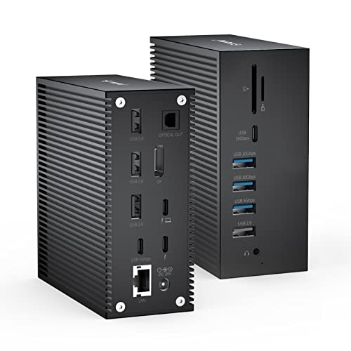 Docking Station, USB C Docking Station, TOTU 18-in-1 USB C Docking Station Dual Monitor with 8K DP, 1 Gbps Ethernet, USB-A 10Gbps, USB-C 3.2, SD/TF, Audio, Optical Out