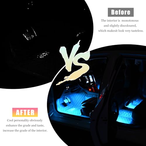 FSTURIOS 4 PCS USB LED Car Interior Atmosphere Lamp, Portable Plug-in 5V USB Car LED Interior Lighting Night Lamp, Mini USB Ambient Lighting Decor for Home Car Laptop Keyboard (White+Ice Blue)