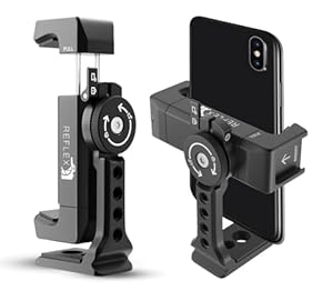 REFLEX CAMERA Metal Mobile Phone Tripod Mount, 360° Rotatable with Cold Shoe Mount, Universal Smartphone Attachment Clamp, 1/4" & 3/8" Mounting Screw Holes, Arca Swiss compatible Base Plate for iPhone