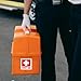 First Aid Kit Sign Sticker, 10 Pack Self Adhesive First Aid Decal Emergency for Medical Cross Emergency Box Hospital Ambulance, 5 x 5 Inches Vinyl Waterproof.