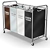 ROMOON Laundry Sorter 4 Section Separated Laundry Hamper Cart with Wheels and Removable Bags Rolling Laundry Basket Organizer with Large Capacity for Dirty Cloth Storage in Laundry Room Multicolor