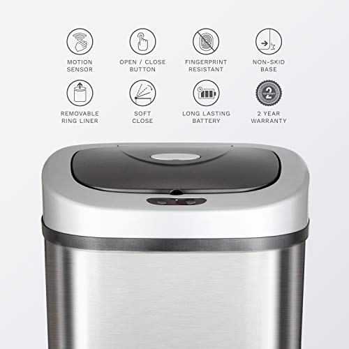 NINESTARS Automatic Touchless Infrared Motion Sensor Trash Can with