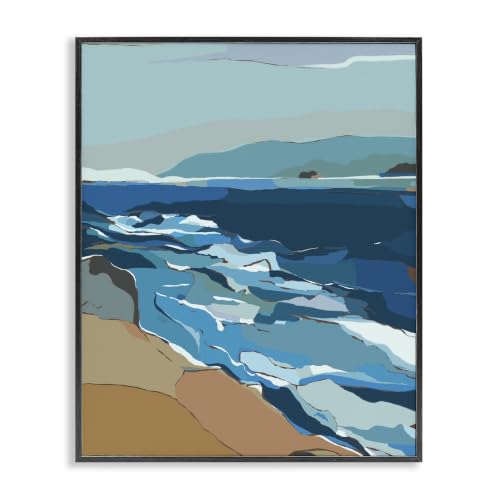 'Contemporary Beach Shore Waves'| Framed Giclee Art