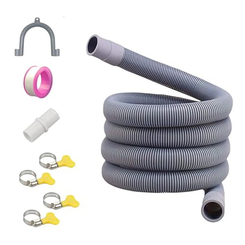 ANBOO Tuyau Vidange Machine a Laver 2m, Rallonge Tuyau Vidange Machine a Laver, pour Lave-Vaisselle Et Machine à Laver, avec 7 Accessoires
