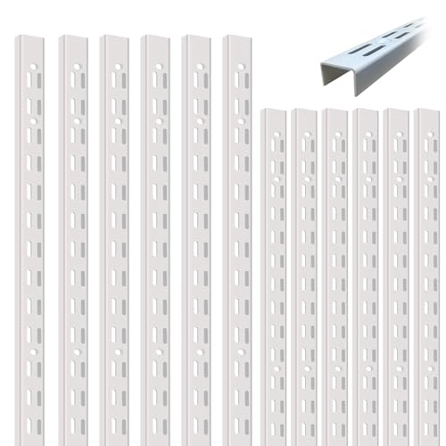 Lemitung 47.5-Inch Dual-Track Wall Shelf Rails, 12Pack, White