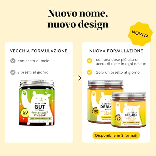 Happy Belly Debloat Caramelle Gommose Gut – Apporta 7500Mg Di Aceto Di Mele In Tutto Il Programma, Vitamina B6, B12 – 30 Pezzi (1 Mese) – Senza Zuccheri Aggiunti, Vegano – Bears With Benefits - 2