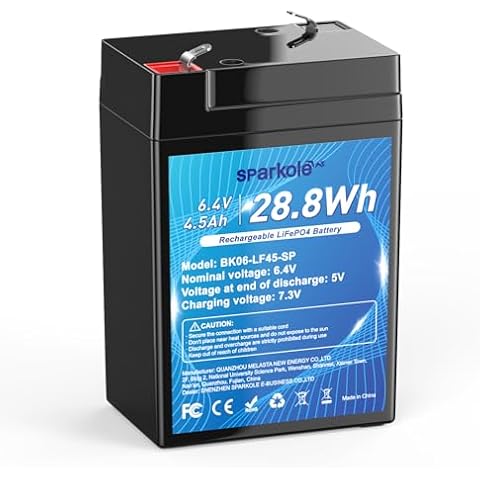 6V 4.5Ah LiFePO4 Battery, Intelligent BMS Rechargeable Lithium Iron Phosphate Battery for Ride On Toys/Deer Feeder/Emergency Lighting/Solar Systems//Electronic Scales, 2000 Times Deep Cycles Cover