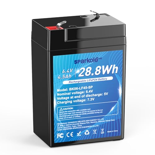 6V 4.5Ah LiFePO4 Battery, Intelligent BMS Rechargeable Lithium Iron Phosphate Battery for Ride On Toys/Deer Feeder/Emergency Lighting/Solar Systems//Electronic Scales, 2000 Times Deep Cycles