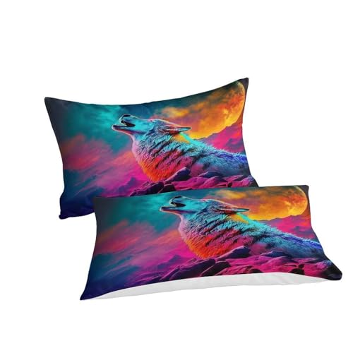 Parure de lit loup housse de couette 200x200 3D microfibre avec zip - 3