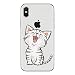 Produktbild Homikon Silikon Hülle Karikatur Kat TPU Tasche Handyhülle Transparente Durchsichtig Weiche Flexible Schutzhülle Stoßfeste Stoßdämpfend Soft Case Cover Kompatibel mit iPhone X - Weiße Katze