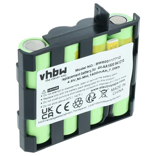 vhbw Akku kompatibel mit Compex Muskelstimulator Geräte - Ersetzt Compex 4H-AA1500, 4H-AA2000, 941210, 941213 - (NiMH, 1500mAh, 4.8V) - Accu, Ersatzakku