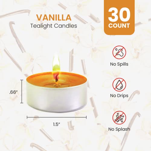 Vanilla Candles Scented Candles Tea Lights Candles - Vanilla Candle - 30 Pack - Vanilla Scented Candles Tea Lights With 3-4 Hour Burn Time Tea Candles - Tealight Candles For Holiday, Wedding And Home #TOP2