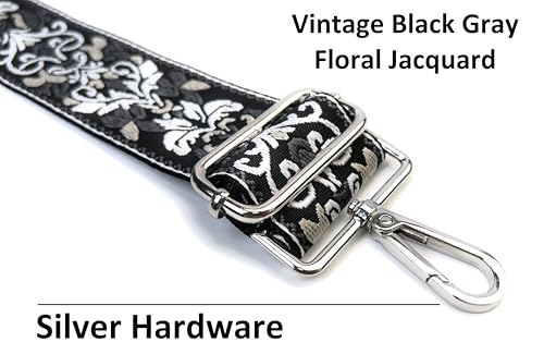 Image of Purse Strap Replacement for Crossbody Bags & Handbags | Premium Webbing with Silver Hardware Clip-On Installation Adjustable Length Comfortable Wide Guitar Style Strap