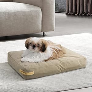 MESTUEL Dog Bed All Weather, Waterproof Non Slip Dog Bed for Medium Small Dogs Cats,Pet Sleeping Mattress Bed with Washable Cover,Superior Cotton Dog Bed Anti Anxiety – 22.4” x 16.5” x 3.9”