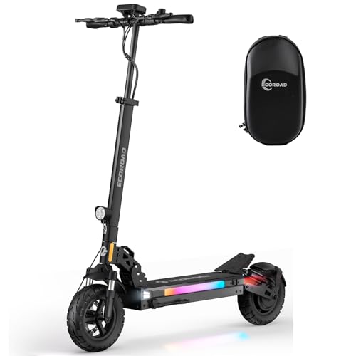 Electric Scooter Adults, 800-1000W Motor & 31MPH Peak Portable E-Scooter, Up to 31 Miles Range, 10" Off-Road PneumaticTires, Dual Suspension & Brakes System, RGB Lights & APP Control Black 3