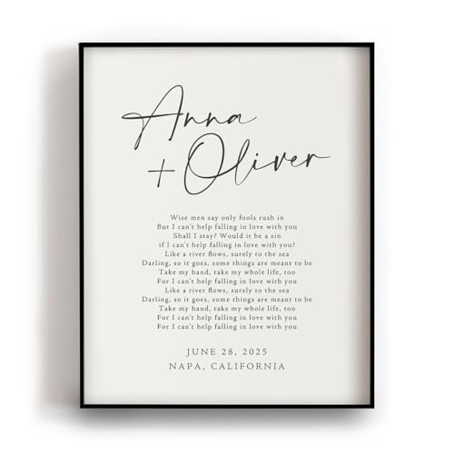 Personalized Wedding Song Lyrics Wall Art Print, Custom First Dance Artwork, Romantic Anniversary Wedding Gift for Husband Wife Him Her Couple (24x30" Black Frame) -  Lyrical Artworks