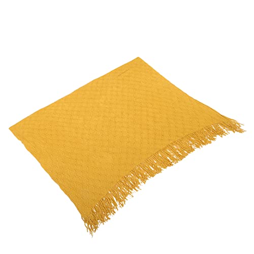 Couverture tricotée de Noël pour bébé, plaid en peluche jaune idéal en poussette