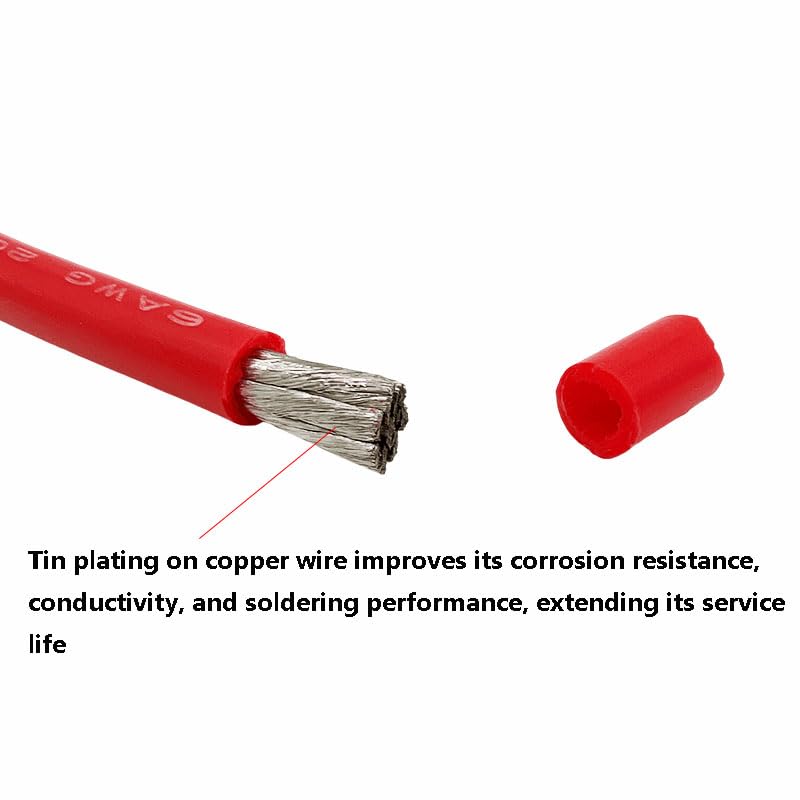 Cable de Silicona roja Supersuave de 1 a 20 m, Cobre Flexible de Alta Temperatura, Calibre 28-6 AWG, estañado, ROHS.(26 AWG,5m)