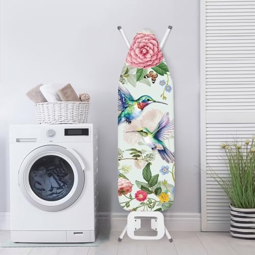 Hinthetall Hummingbird Floral Ironing Board Pad Ironing Board Cover 15\" x 54\" Scorch Resistant Padding Heavy Duty Iron Board Pad Standard Size Extra Thick Iron Board Cover Replacement - Thumbnail 4