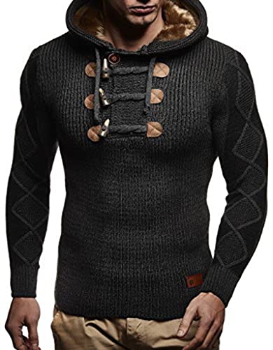 Leif Nelson Men’s Knitted Pullover | Long-Sleeved Slim fit Hoodie | Basic Winter Hoodie-Sweater for Men
