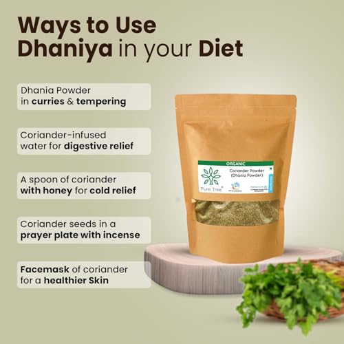 Image of Pure Tree Certified Organic Dhania Powder | 1.8 Kg / 1800 g | Coriander Powder | Kothimeera Powder | Whole Spices | Hara Dhaniya Powder Curry Powder | Organic Coriander Powder