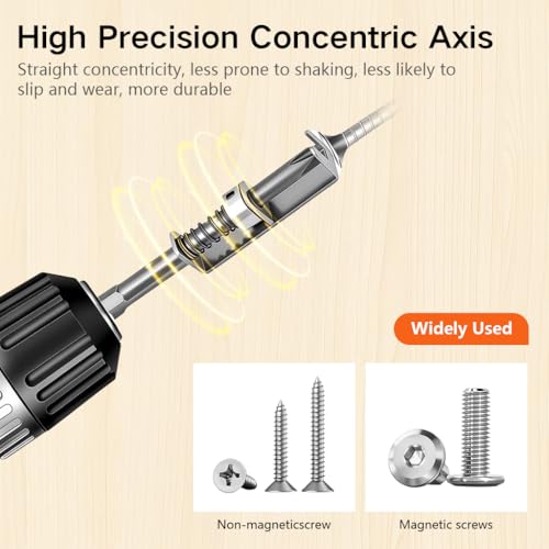 Image of Serplex 2PCS Spring-Loaded Screw Holder Bit, 1 /4 inch Hex Shank Steel Screw Holding Attachment for Drill & Screwdriver, Adjustable Grip for Wood & Self-Tapping Screws, Precision Alignment Tool for Tight