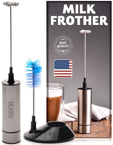 Eparé Milk Frother - Handheld Electric Wand Mixer - Mini Battery Operated Hand Immersion Frothers - Small Whisk Foam Maker - Matcha Blender Foamer