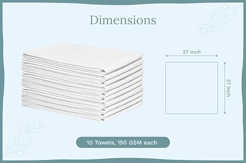 Image of Organic Cotton White Dish Towels - 10 Pack Quick Drying White Kitchen Towels - Lint-Free Organic Cotton Dish Cloths - Extra Large Highly Absorbent Blank Tea Towels - 27 inchx27 inch