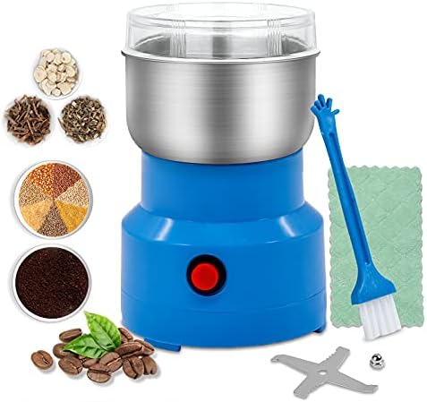 JUTTIRA Mini Electric grinder for spices and seeds Extra fine smash grinder 150W 10s Rapid Grinding Spices, Seasonings, Seed, Condiment, Blue