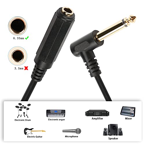 Pngknyocn Right Angle 1/4 Ts Guitar Cable 90 Degree 6.35Mm Mono Male To Female Extension Cable For Amplifiers,Guitars,Pianos,Home Theater Equipment Etc. （50Cm） #TOP4