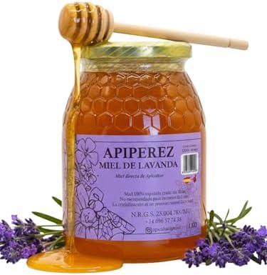 APIPEREZ Miel Cruda de Lavanda 1 kg– Miel Monofloral Natural, Ant...
