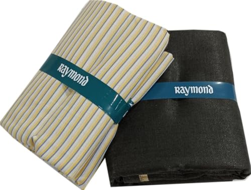 Image of Raymond Premium Unstitched Formal Shirt Fabric, Cotton Blend Stripes, 150 x 150 cm, Regular Fit, Professional Wear Collection