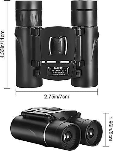 Binoculares portátiles profesionales 100X22 negro compacto miniatura 7