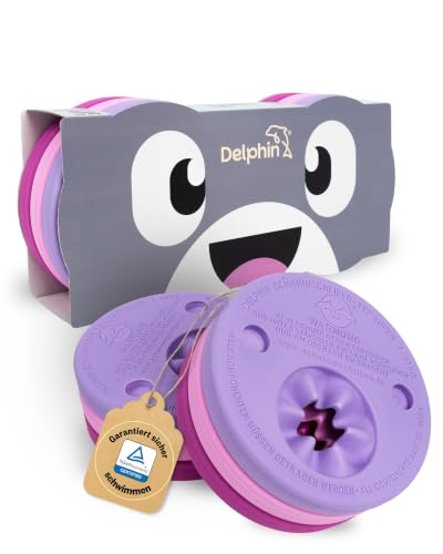 Delphin Schwimmscheiben – TÜV-geprüfte Schwimmscheiben für Kinder (1–8 J.) – Pannensicherer Auftrieb – Inkl. Sportbeutel & Abzeichen