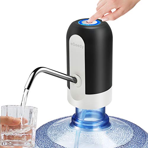 eSeedy Electric Water Pump, Automatic Drinking Water Dispenser for 5 Gallon Water Bottle, Portable Water Dispenser with Rechargeable Batteries and USB Charging for 5 Gallon Water Jugs