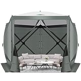 COBIZI Carpa desplegable para camping, 10 x 10 pulgadas con mosquitera, tienda de campaña instantánea con bolsa de transporte y estacas para el suelo, color gris